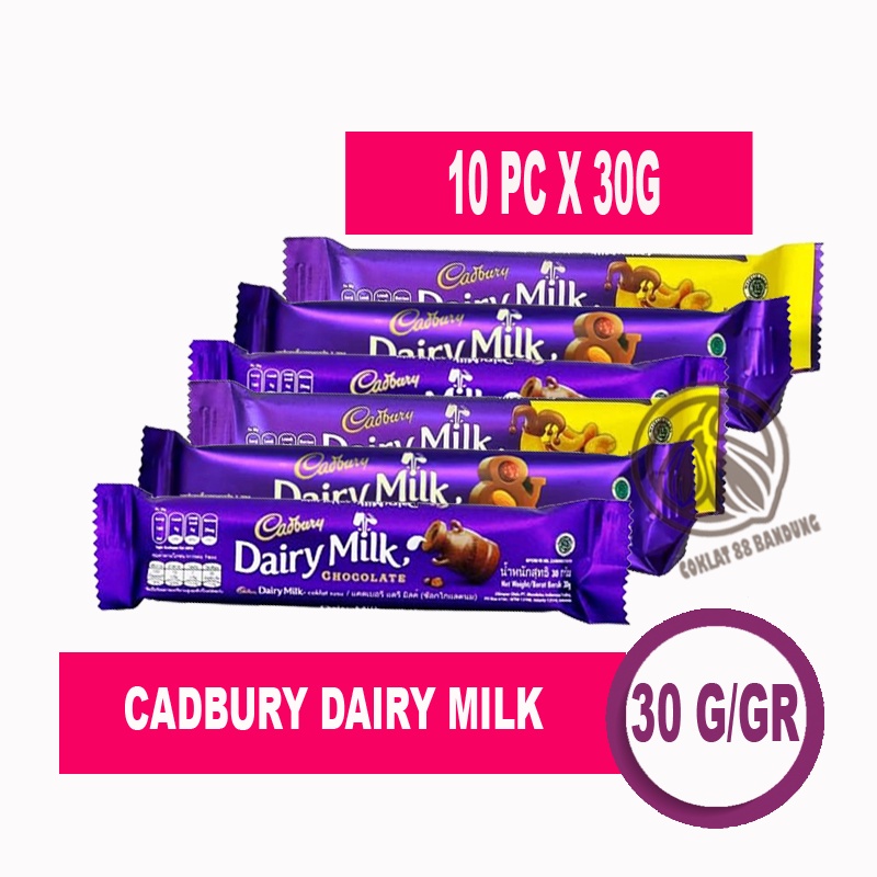 Jual CADBURY DAIRY MILK 30GR ISI 10 PCS, COKELAT CADBURY 30 GRAM ...