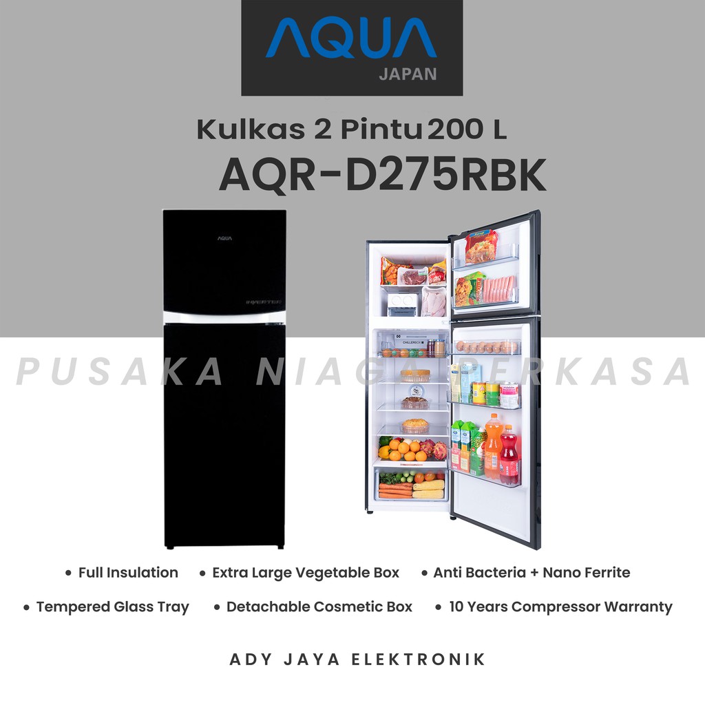 Jual KULKAS 2 PINTU AQUA AQRD-275RBK (INVENTER) | Shopee Indonesia