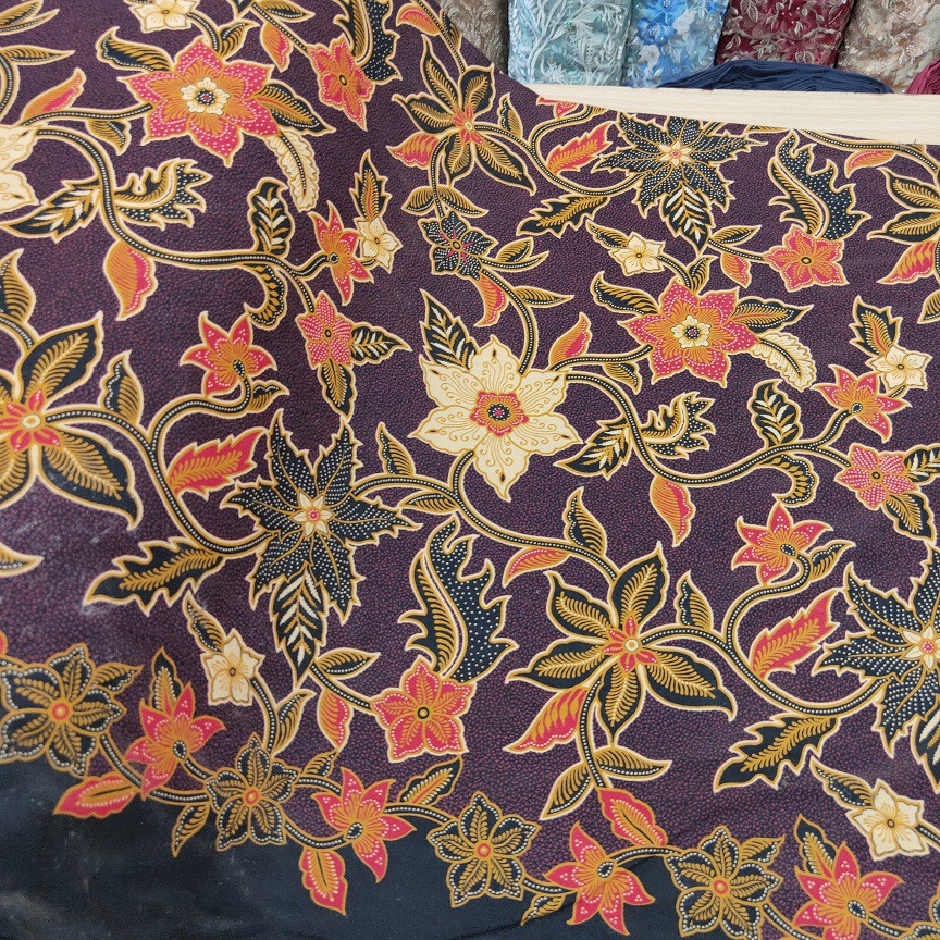 Jual KAIN BATIK KATUN HALUS METERAN GRADE PREMIUM MOTIF KEMBANG DAUN ...