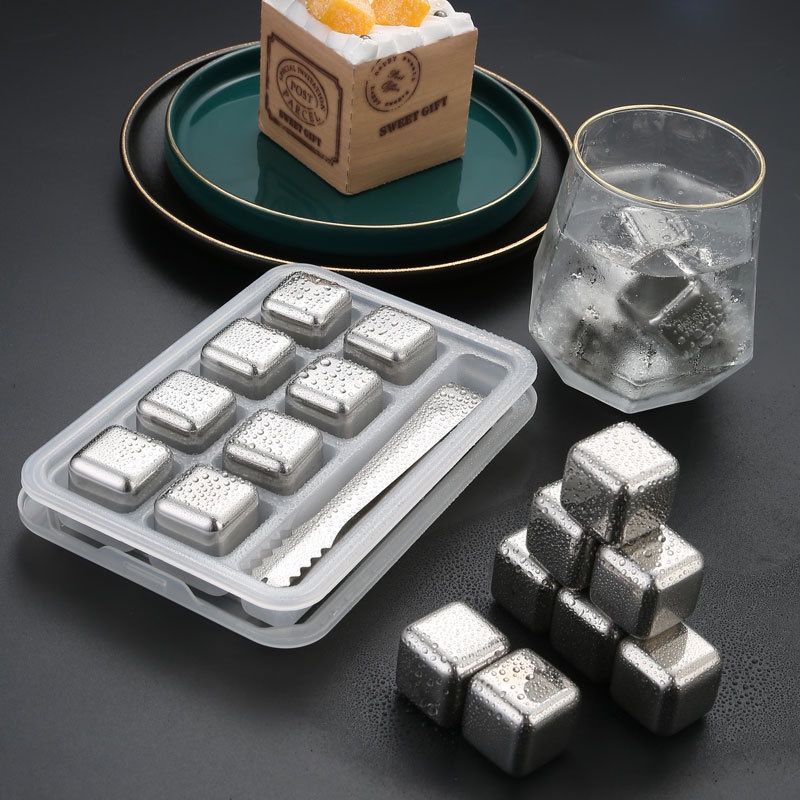 Jual Es Batu Food Grade Stainless Steel Reusable Ice Cube Isi 8pcs Ice ...