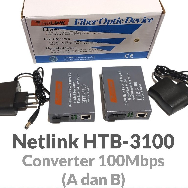 Jual NetLink HTB 3100 AB HTB3100 AB Single Mode Media Converter - Fiber ...