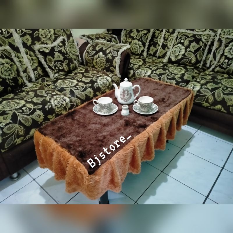Jual 1kg 4pcs Taplak Meja Ruang Tamu Rumbai Kombinasi 2 Warna Ukuran ...
