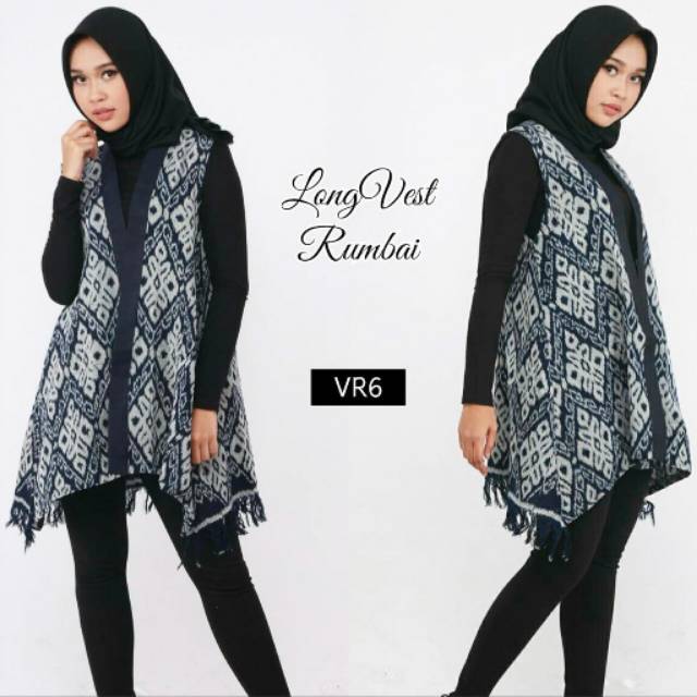 Jual Long vest Rumbai baju wanita Tenun etnik outer tanpa lengan XXL ...