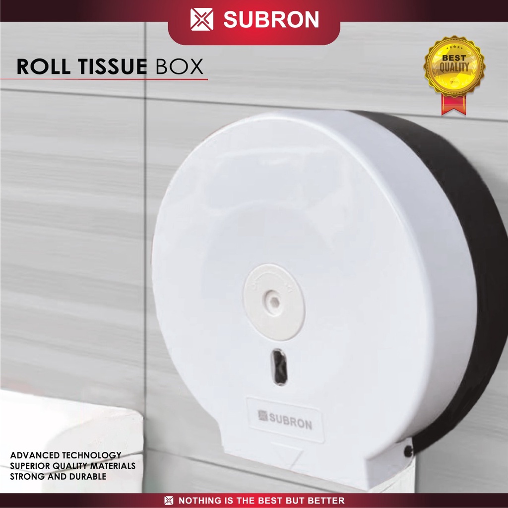 Jual Subron Kotak Tisu Roll Box Besar Plastik Putih Hitam Tissue Bulat Tembok Dinding Shopee 