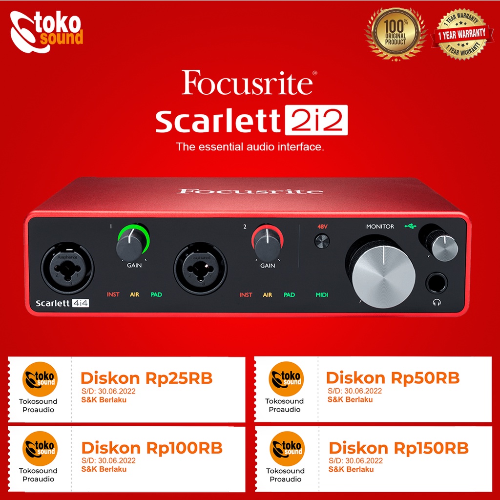 Jual Focusrite Scarlett 2i2 3rd Generation (USB Audio Interface ...