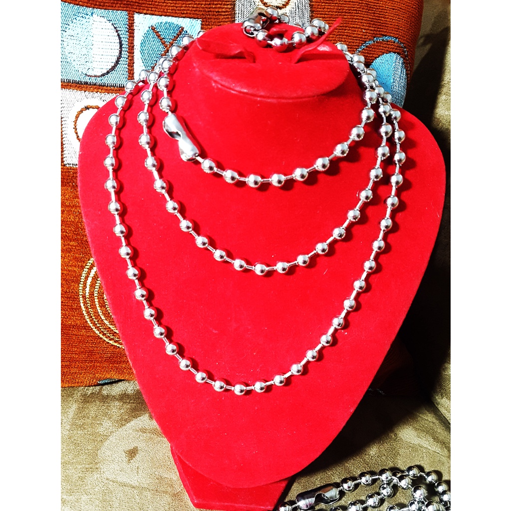 Jual kalung besi putih asli ambon model biji lada 10 ml panjang 75 cm ...