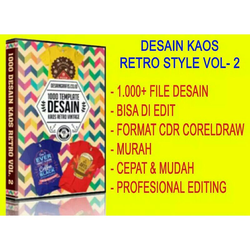 Jual DESAIN KAOS DISTRO RETRO STYLE VOL - 2 KOLEKSI TEMPLATE TERBAIK