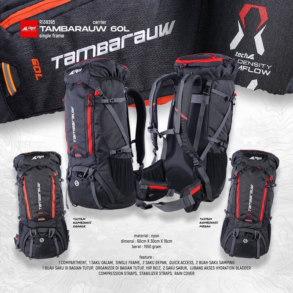 Jual TAS CARRIER AREI TAMBARAUW 60L TAS KERIR REI OUTDOOR ORIGINAL ...
