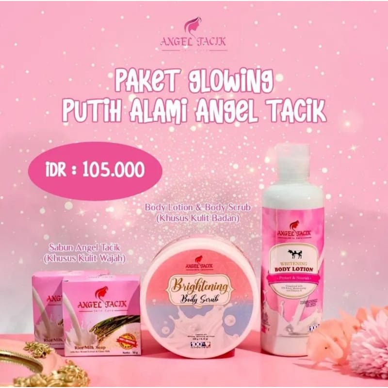 Jual Paket Lengkap Angel Tacik Body Lotion Body Scrub Sabun Wajah