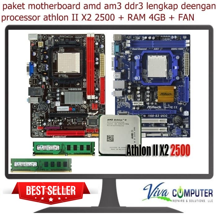 Jual Paket Mainboard Mobo AMD AM3 DDR3 + Processor Athlon II X2 250 ...