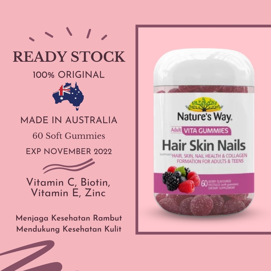 Jual Vitamin Rambut Nature's Way Adult Vita Gummies Hair Skin Nails 60s ...
