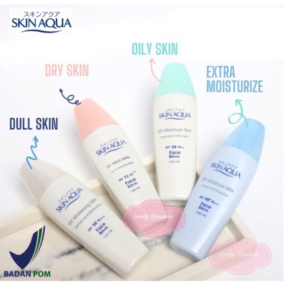 Jual SKIN AQUA UV MOISTURE MILK SPF 50 MOISTURE GEL SPF 30