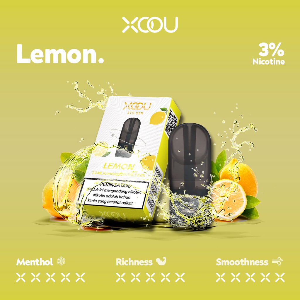 Jual [RELX COMPATIBLE] XOOU Mint Flavour Pods / Cartridge Lemon