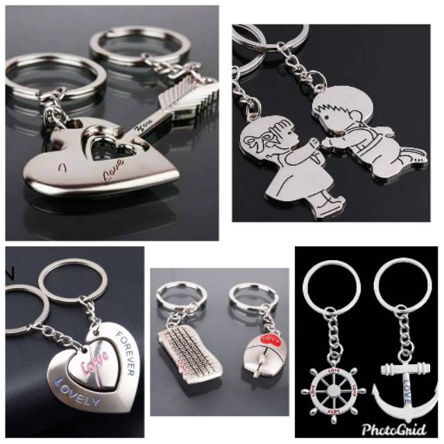 Jual Gantungan Kunci Couple Stainless Steel Keychain Couple Souvenir Kado Unik Pasangan 1384