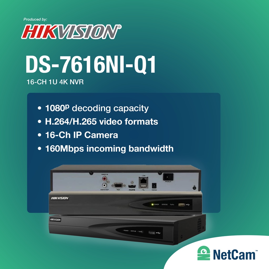 Jual HIKVISION NVR DS-7616NI-Q1 16 CHANNEL UP TO 8MP | Shopee Indonesia
