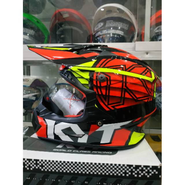 Jual Helm Cross Kyt Jumpshot Motif Black Yellow Red Fluo Helm Trail