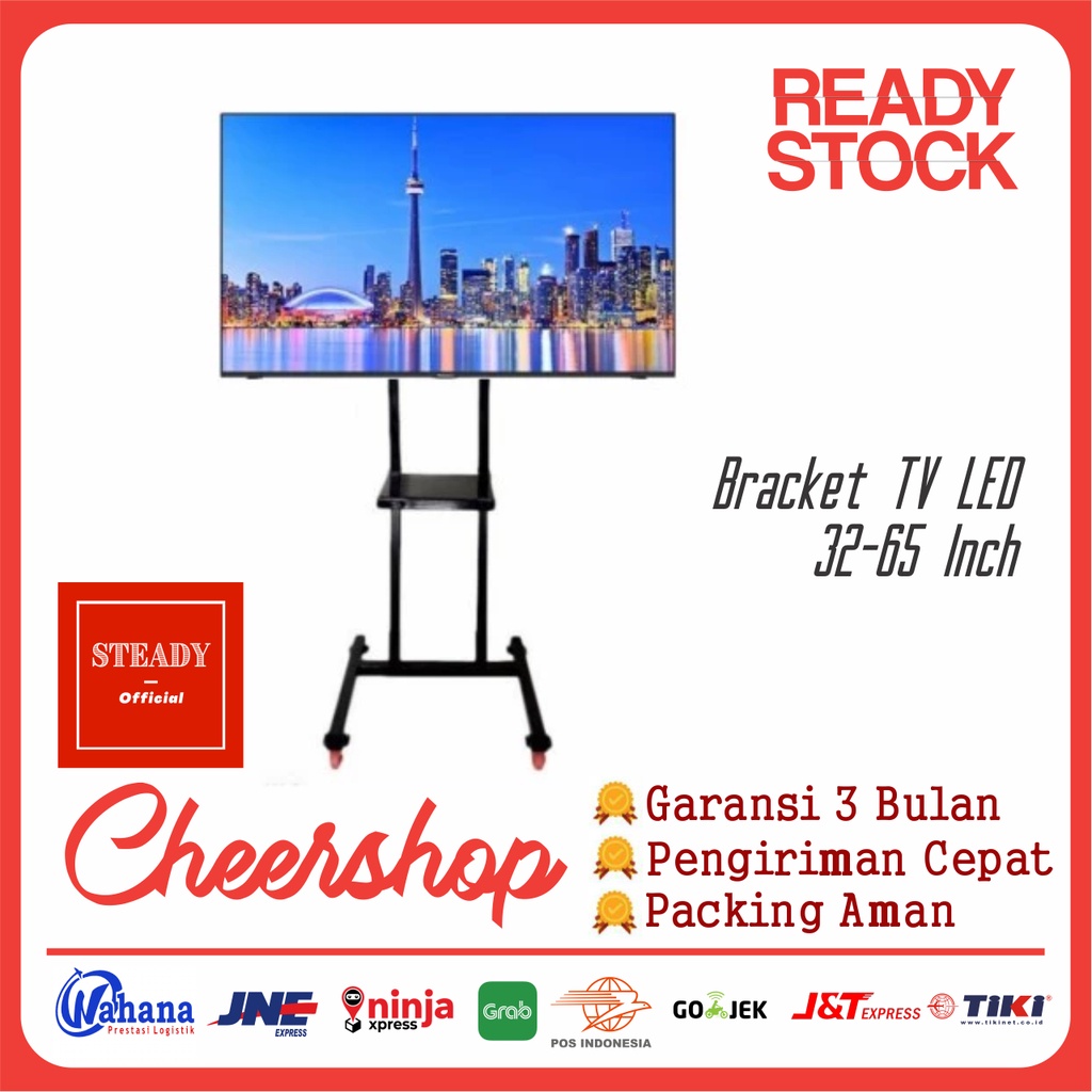 Jual Bracket Standing TV LED Stand Roda 32 - 65 Inch Hitam Tripod ...