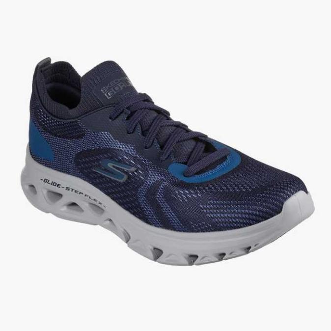 Jual SKECHERS GO RUN GLIDE STEP FLEX RADAR MENS RUNNING SHOES NAVY