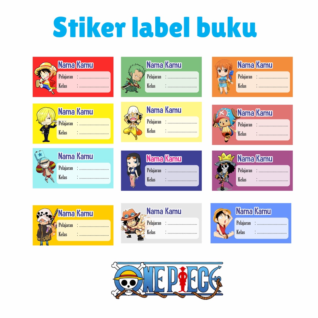 Jual STIKER LABEL NAMA / LABEL / BUKU KARAKTER One Piece (is i40pcs ...