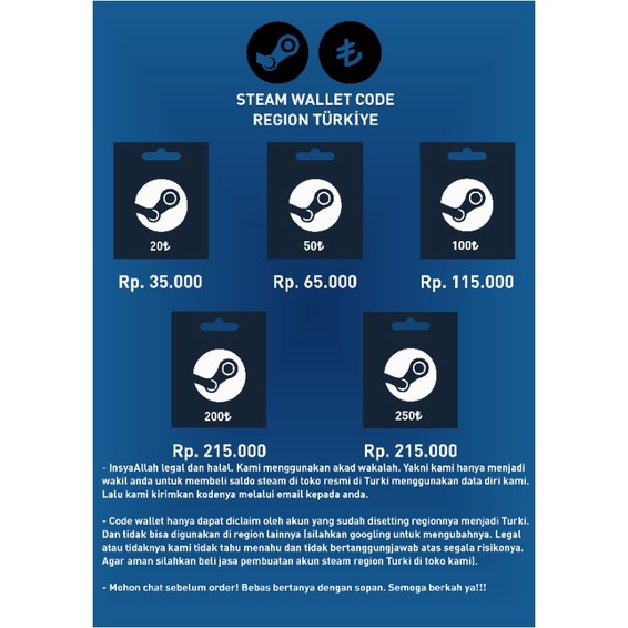 Jual STEAM WALLET CODE [TR] [Turkey] [TRY] | Shopee Indonesia
