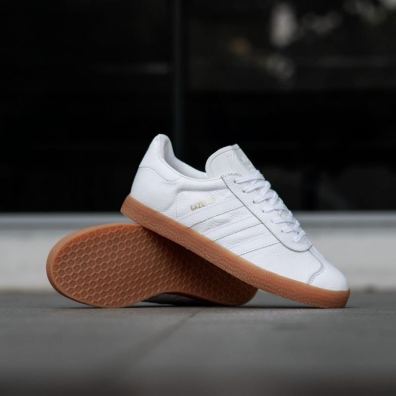 Jual ADIDAS GAZELLE ALL WHITE SOLE GUM 100% ORIGINAL | Shopee Indonesia