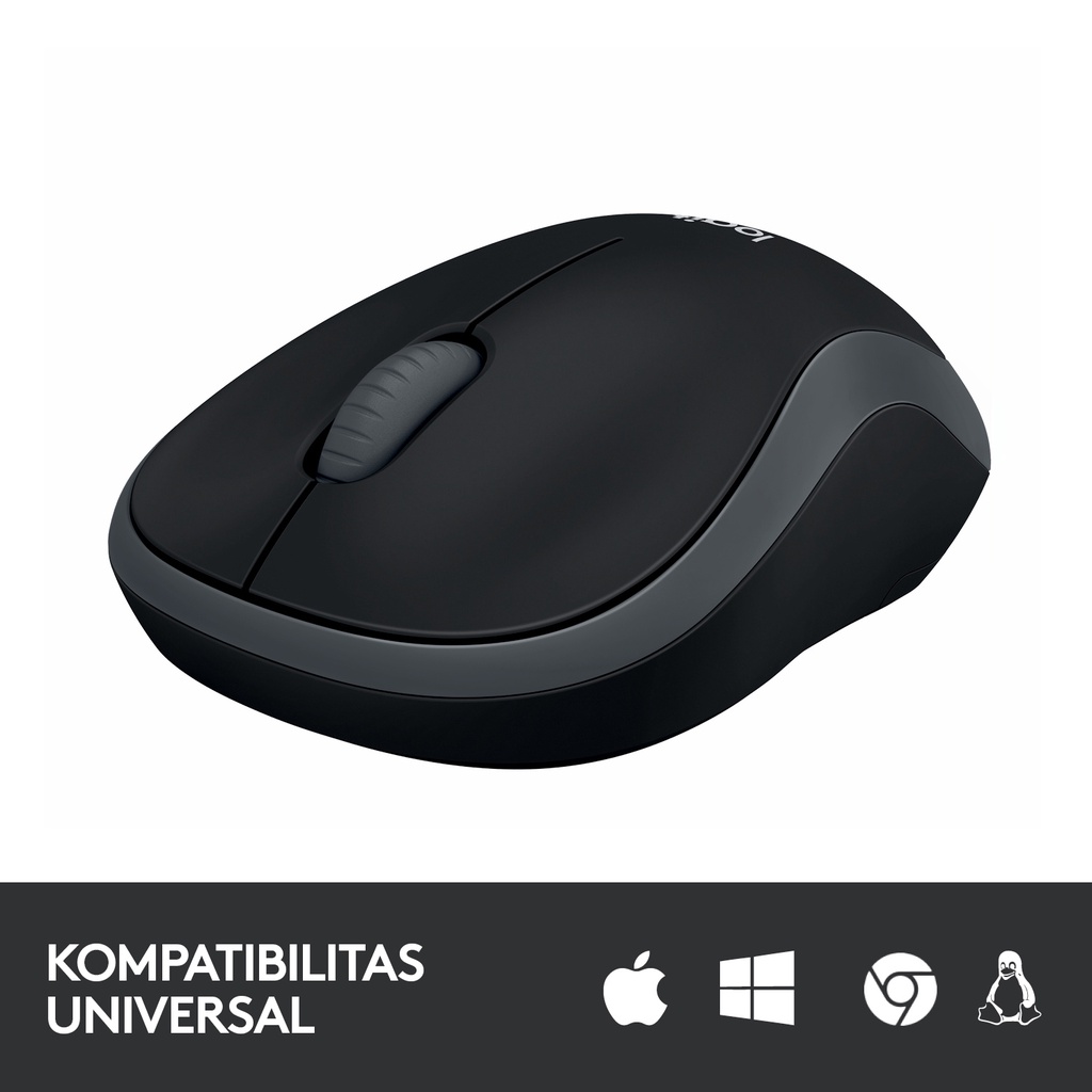 Logitech M185 Mouse Wireless Compact untuk Windows, Mac, ChromeOS - Abu - Abu (5)