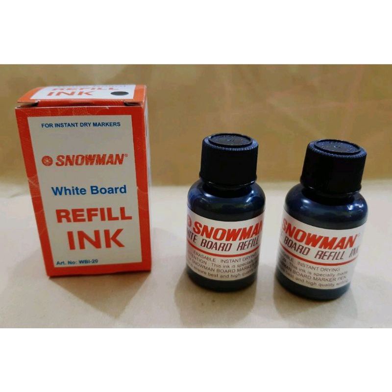 Jual isi ulang spidol non permanen snowman white board refill ink ...