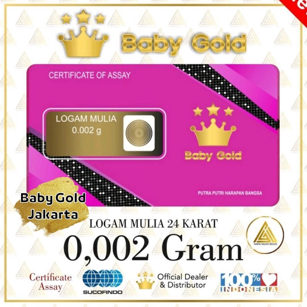 Jual Baby Gold Emas Mini 0,002 gram Logam Mulia 24 Karat 0.002gr