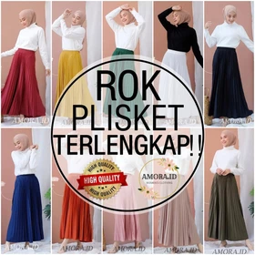 Amora Rok Plisket Premium Bahan Tebal Maxi Skirt Fit S Xxl
