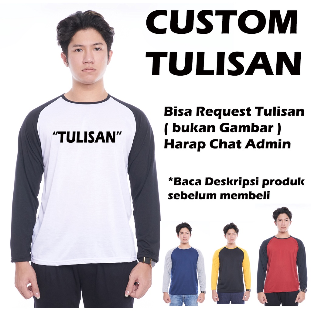 Jual Kaos Raglan Panjang Kombinasi CUSTOM Bisa Request Tulisan | Shopee ...