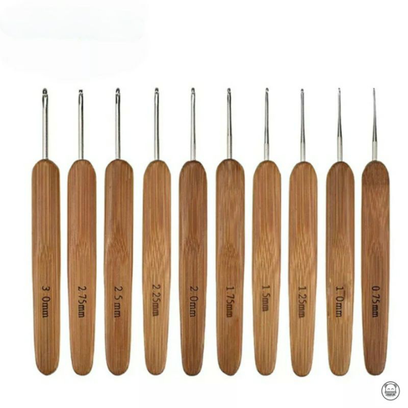 Jual [SATUAN] Carbonized Bamboo Handle Lace Crochet Hook/Alat Rajut ...