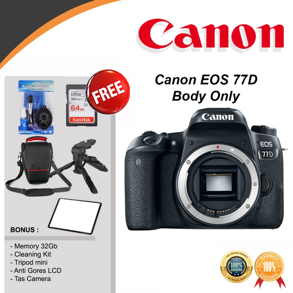 Jual Canon EOS 77D Body Only DSLR Camera Digital BO Original | Shopee ...