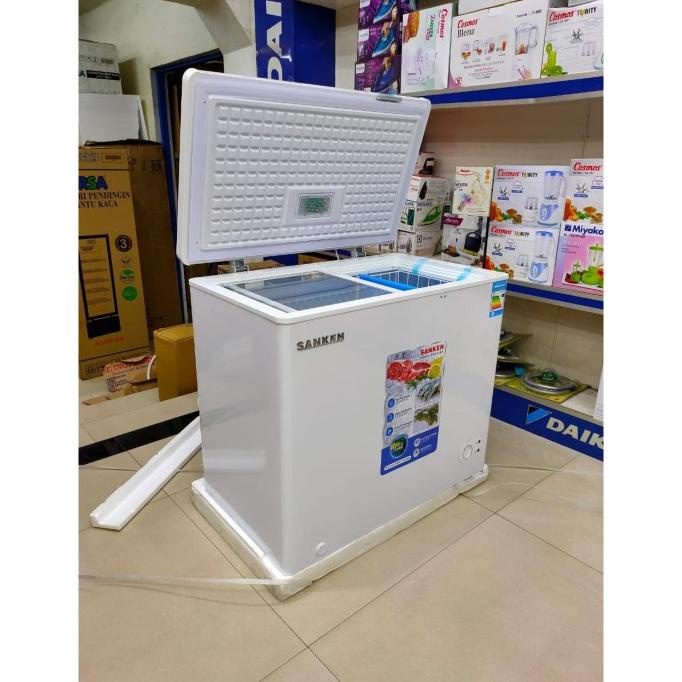 Jual Sanken Srf Wh Tg Chest Freezer Box Lemari Pembeku Dalam Kaca L Shopee Indonesia