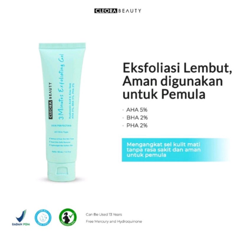 Jual CLEORA 3 Minutes Exfoliating Gel / AZRINA Pure Charcoal Mud Mask ...
