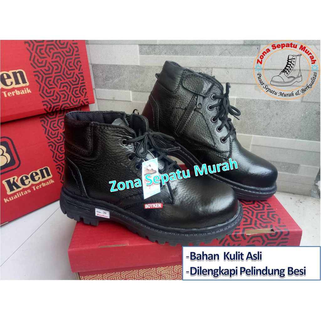 Jual Sepatu Safety Boy keen KR.16 All Black 100 Kulit Asli Original Shopee Indonesia