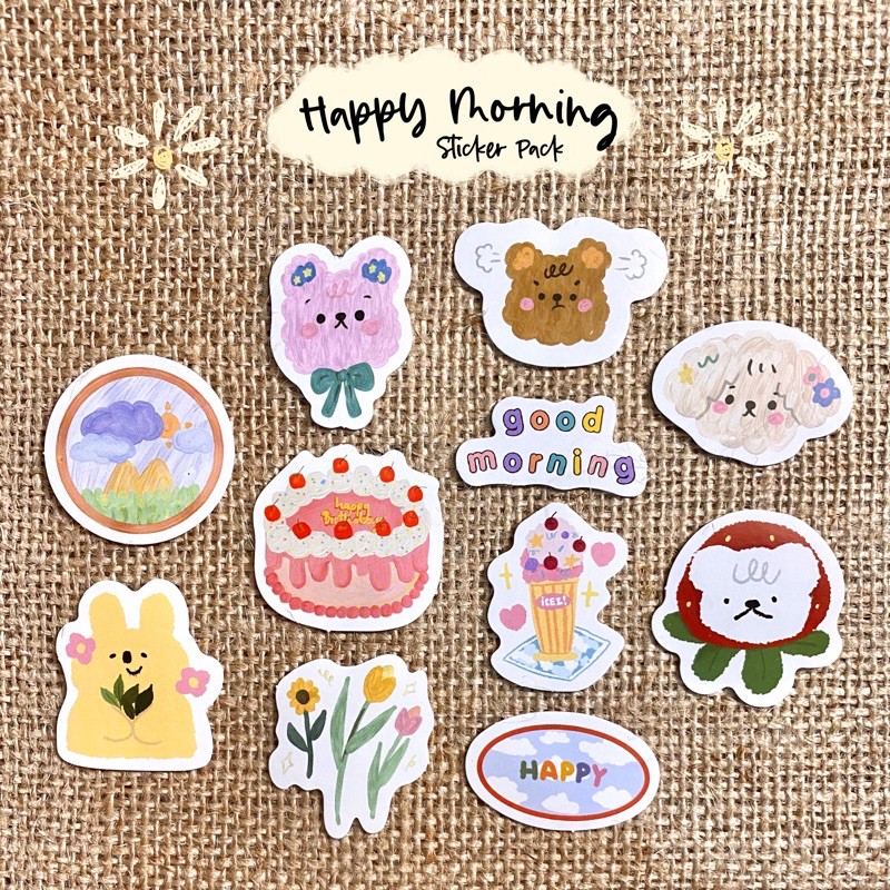 Jual Happy morning sticker pack ( Deco sticker Polcos Sticker ...