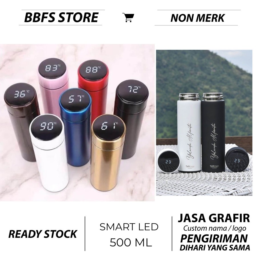 Jual Custom Grafir Laser Botol Smart Led Tumbler 500ml Termos Panas Dingin Shopee Indonesia 4642