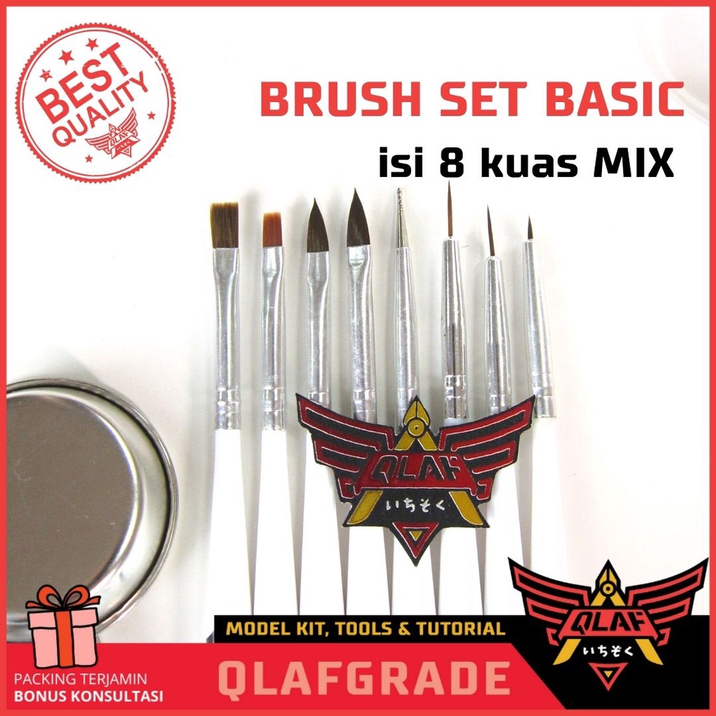 Jual BRUSH SET isi 8 kuas mix BASIC gundam hand brush cat paint model