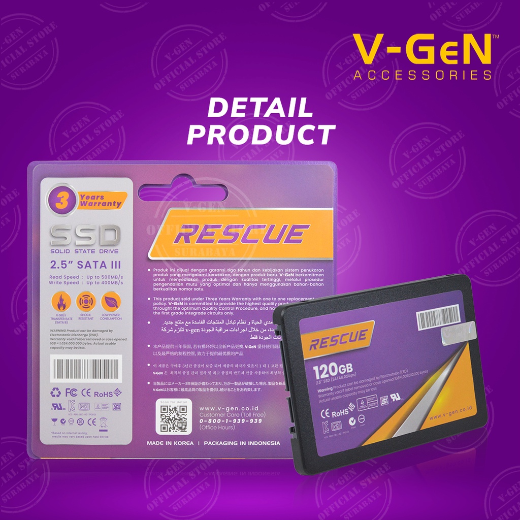 Jual SSD V-GeN Rescue 128GB 256GB 512GB 1TB SATA 3 Solid State Drive 2. ...