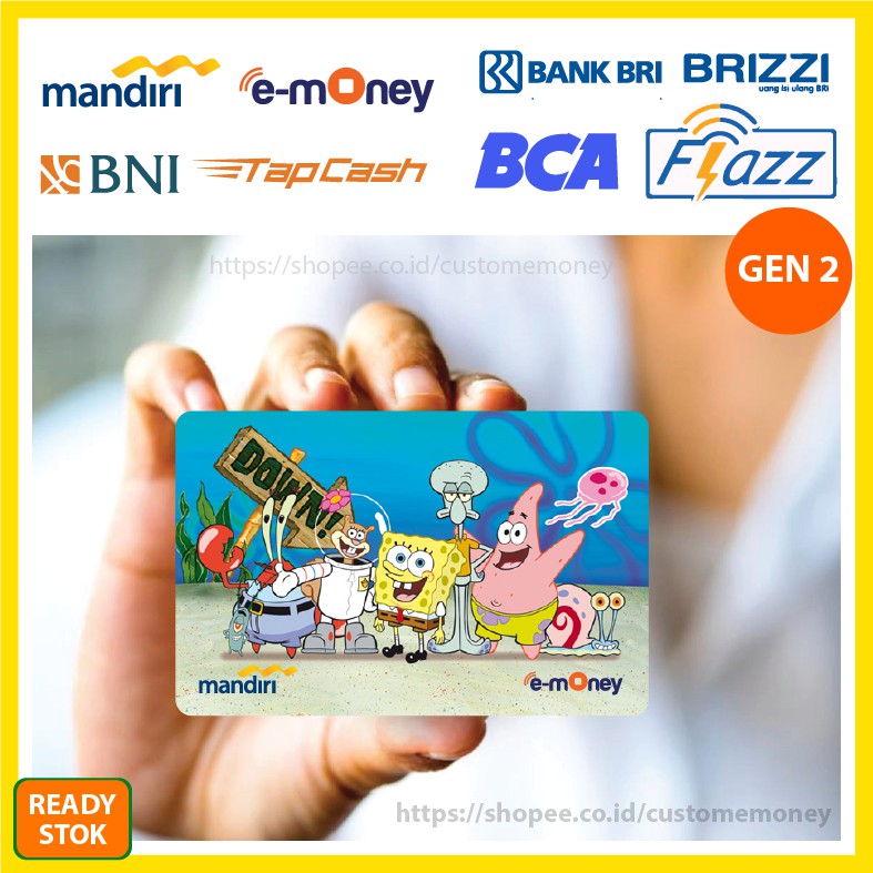 Jual KARTU EMONEY ANIME SPONGEBOB AND FRIENDS ETOLL E-MONEY MANDIRI ...