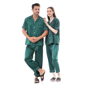 Zavyn Setelan Piyama Couple Short Sleeve Satin Lengan Pendek