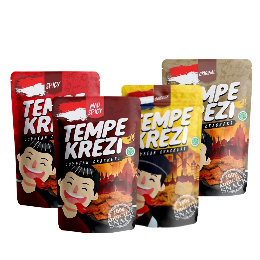 Jual Paket Tempe Krezi 4 Pcs (SPICY,ORIGINAL,CHEESE,KOREAN SPICY ...