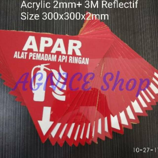 Jual Rambu Segitiga Alat Pemadam Api APAR Acrylic 2mm Sticker 3M ...
