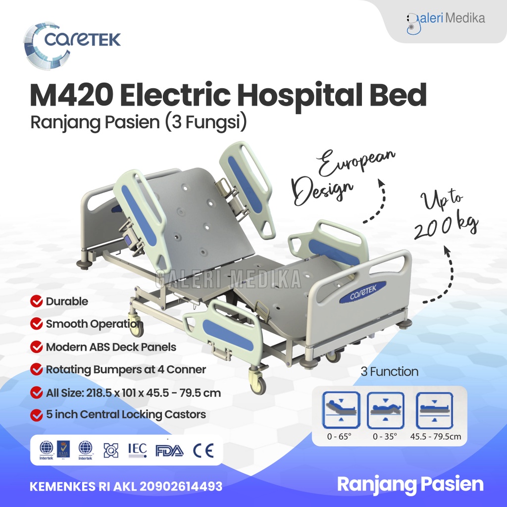 Jual Caretek M420 Electrik Hospital Bed/Ranjang Pasien 3 Crank ...