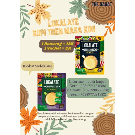 Jual Kopi Lokalate 15Gram/Sachet Rasa Kopi Tape Ketan Dan Kopi Brondong