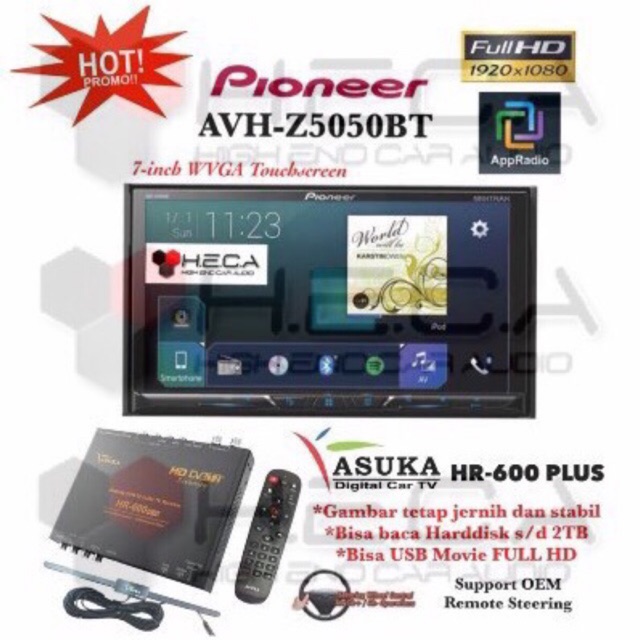 Jual Paket Pioneer Avh Z Bt Head Unit Double Din Tape Mobil Z Bt Asuka Hr Tv Tuner