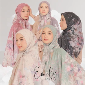 HIRA Hijabwanitacantik Emily Scarf HIRA Polycotton Hijab Segi Empat Motif Paris Voal