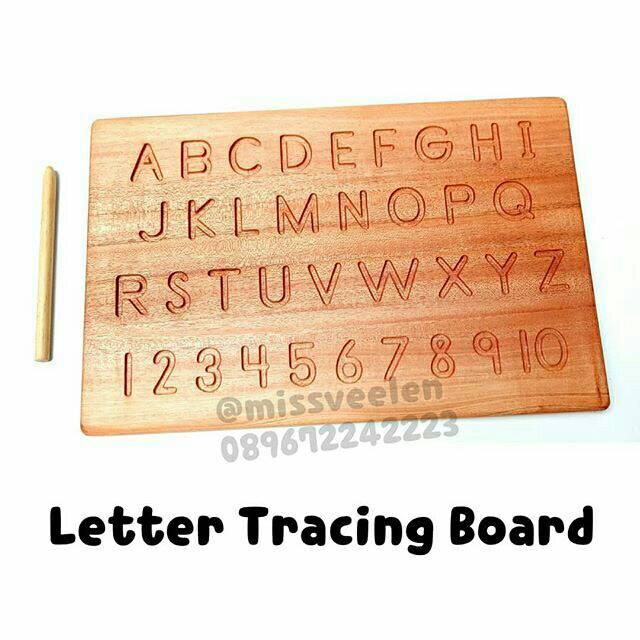 Jual Letter Tracing Board belajar menulis angka huruf bahan kayu tebal ...