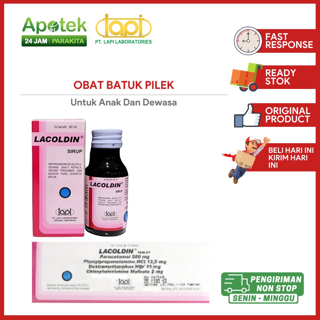 Jual Lacoldin Tablet/ Sirup 60 ML Obat Batuk Kering/ Radang Tenggorokan ...