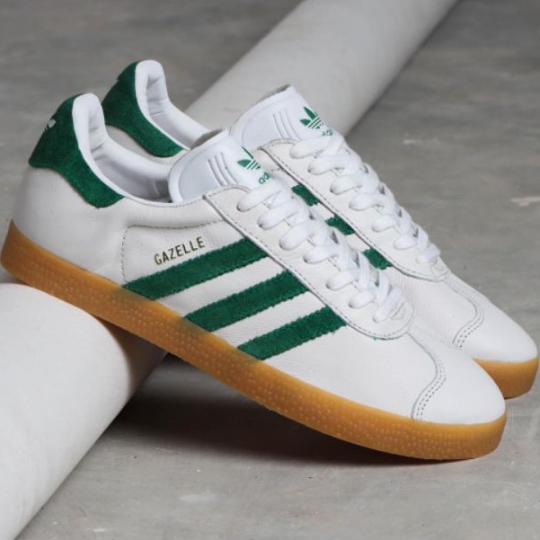 Adidas gazelle vintage white green gum clearance